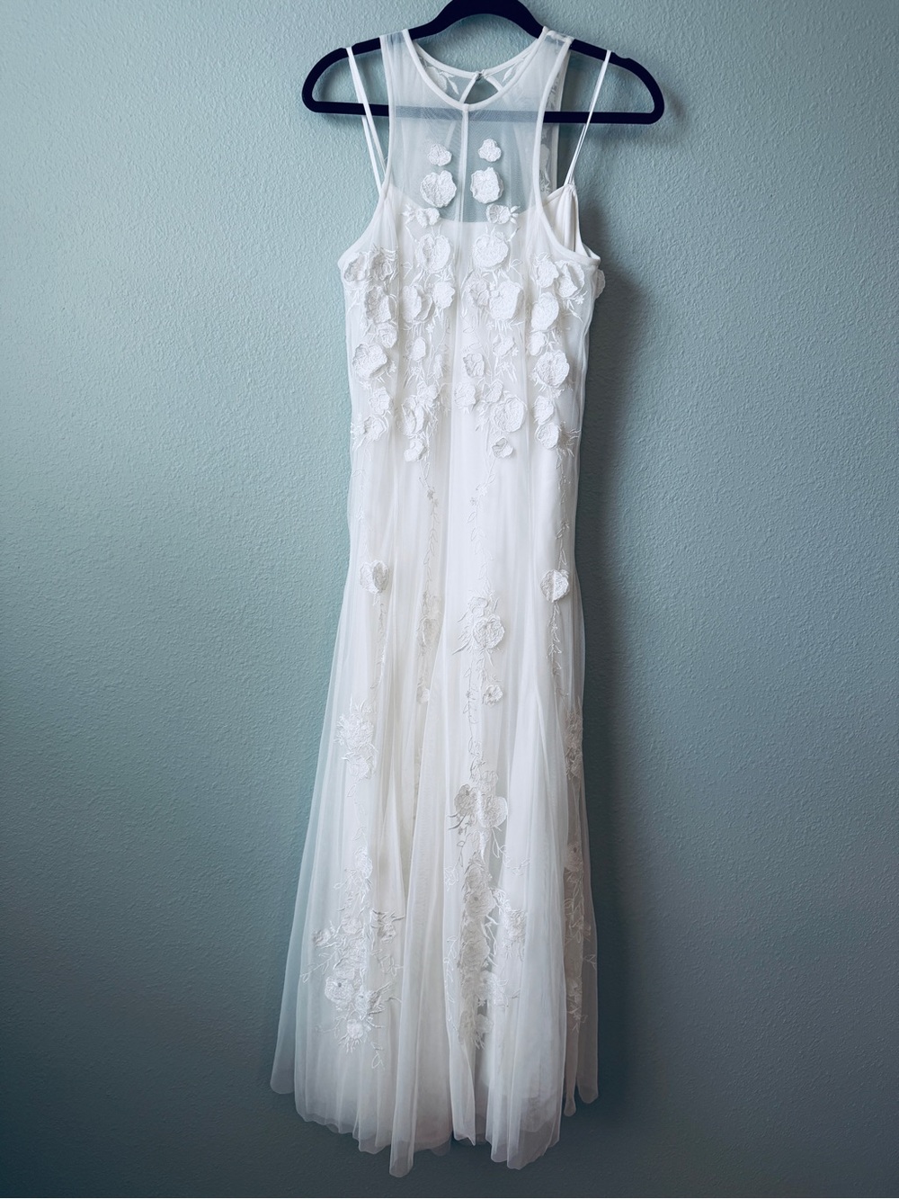 BHLDN Sleeveless Tulle Appliqué Maxi Dress in Ivory NWT NEVER WORN! - Picture 2 of 7